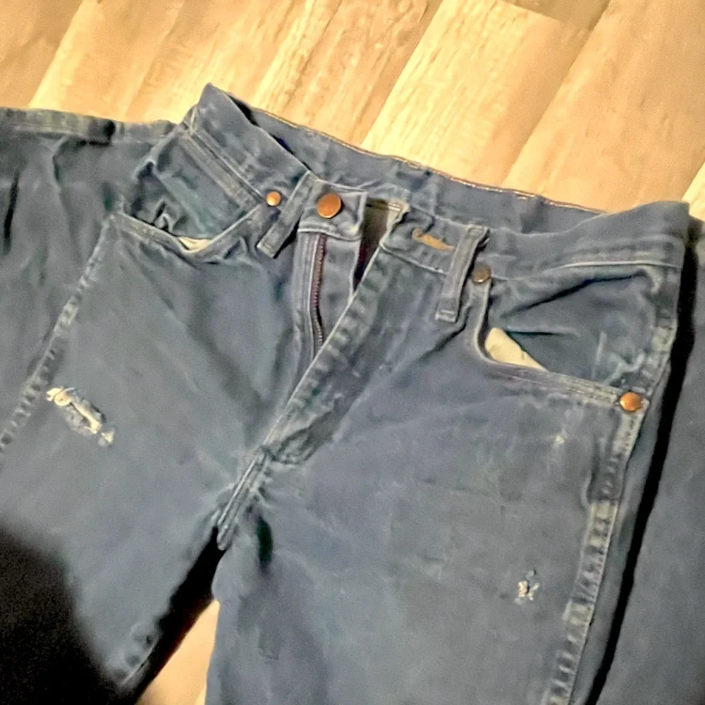 Wrangler Women's Boot Cut Blue Jeans with Distressed Details